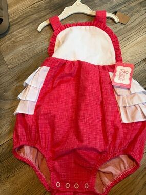 Pink Ruffled Baby Romper -Ricrac&ruffles 3t perfect to monogram